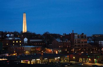 Stunning night views of historic charlestown ma and bunker hill monument